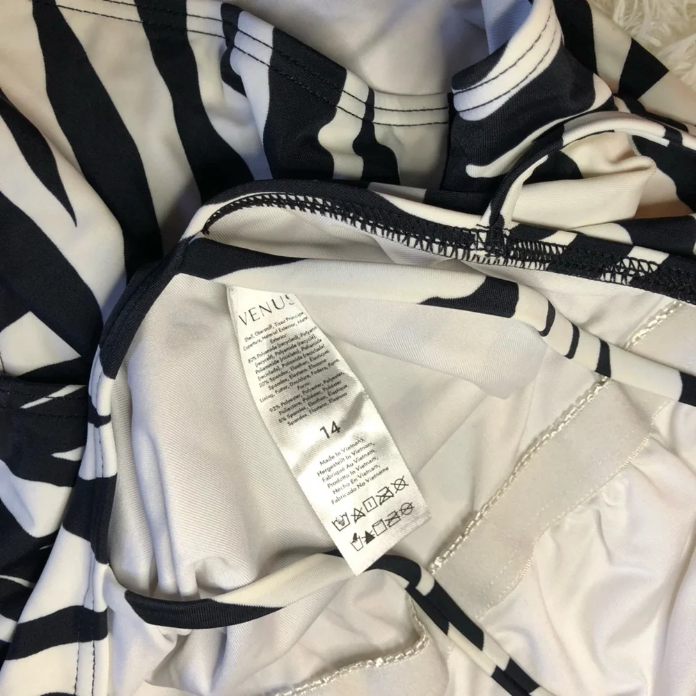 Zebra Print One-Shoulder Swimsuit - Picture 11 of 14